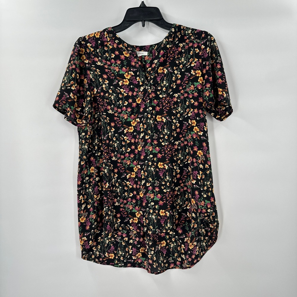 Pleione Floral Print Tunic Top Womens‎ Small Short Sleeve Casual Blouse Boho
